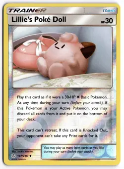 Pokemon TCG Lillie's Poke Doll 197/236 SM - Cosmic Eclipse Uncommon Reverse Holo - Image 1
