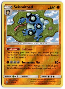 Pokemon TCG Seismitoad 117/236 SM - Cosmic Eclipse Rare Reverse Holo - Image 1
