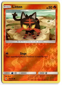 Pokemon TCG Litten 26/214 SM - Unbroken Bonds Common Reverse Holo - Image 1