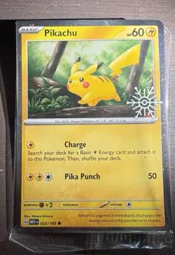 Pokemon TCG Pikachu 2023 25/165 Holo Holiday Calendar Stamped - Image 1