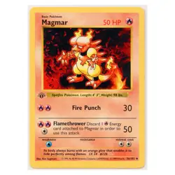 1999 Vintage Pokemon Magmar 1st Edition Shadowless Base Set WOTC #36/102 LP - Image 1