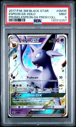2017 POKEMON SM BLACK STAR PROMO ESPEON GX PREM COLL #SM35 ESPEON GX-HOLO PSA 9 - Image 1
