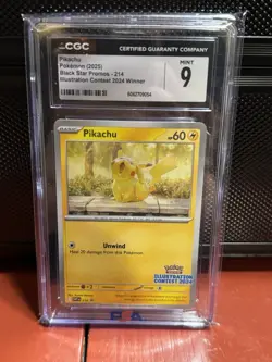 Pokemon TCG Pikachu Black Star Promo Illustration Contest 2024 Winner- CGC 9 - Image 1