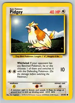 Pokemon TCG Pidgey Base Set 57/102 Unlimited Common - Mitsuhiro Arita - Image 1