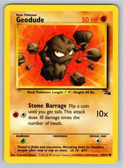 Pokemon TCG Geodude Fossil 47 Regular Unlimited Common NM - Image 1