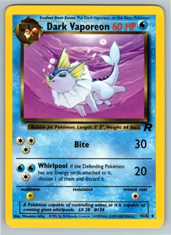 Pokemon TCG Dark Vaporeon Team Rocket 45 Regular Unlimited Uncommon NM - Image 1