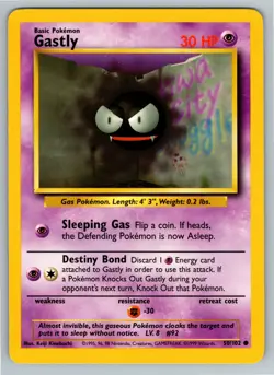 Pokemon TCG Gastly Base Set 50/102 Regular Unlimited Common NM - Image 1