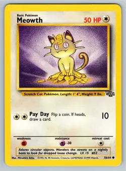 Pokemon TCG Meowth Jungle 56/64 Regular Common NM - Mitsuhiro Arita - Image 1