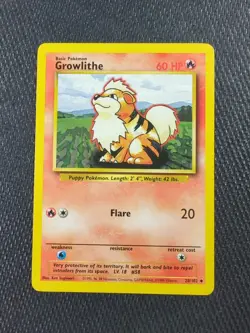 Pokemon TCG Growlithe Base Set 28/102 Unlimited Uncommon | Ken Sugimori - Image 1