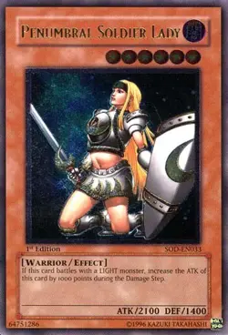 Yugioh! LP Penumbral Soldier Lady - SOD-EN033 - Ultimate Rare - 1st Edition Ligh - Image 1