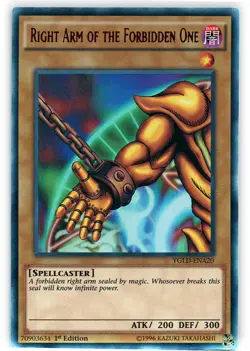 Yugioh! LP Right Arm of the Forbidden One - YGLD-ENA20 - Ultra Rare - 1st Editio - Image 1