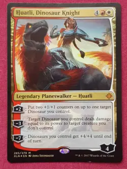 Magic The Gathering IXALAN FOIL HUATLI DINOSAUR KNIGHT red/white card MTG - Image 1