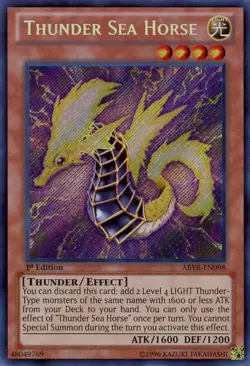 Yugioh! LP Thunder Sea Horse - ABYR-EN098 - Secret Rare - 1st Edition Lightly Pl - Image 1