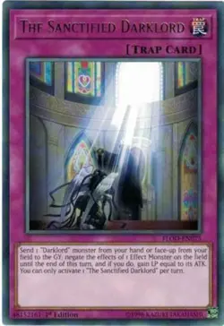 Yugioh! LP The Sanctified Darklord - FLOD-EN075 - Rare - 1st Edition Lightly Pla - Image 1