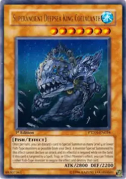 Yugioh! LP Superancient Deepsea King Coelacanth - PTDN-EN034 - Ultra Rare - 1st - Image 1
