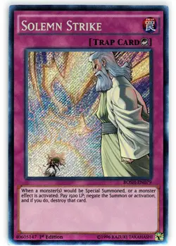 Yugioh! LP Solemn Strike - BOSH-EN079 - Secret Rare - 1st Edition Lightly Played - Image 1