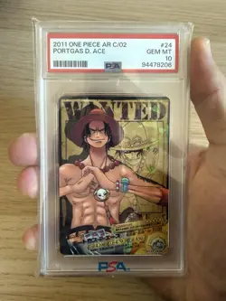2011 PSA 10 One Piece Portgas D Ace AR Formation C/02 WANTED Carddass POP 8 - Image 1