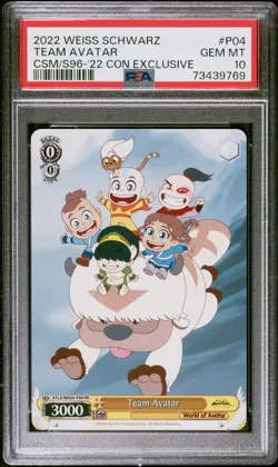Weiss Schwarz Team Avatar ATLA/WX04-P04 PR PSA 10 Gem Mint - Image 1