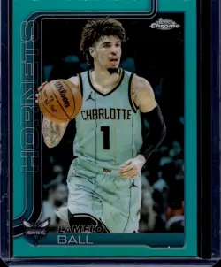 2025-26 Topps Chrome Teal Refractors #39 LaMelo Ball 56/299 - Image 1