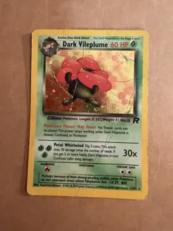 Dark Vileplume 13/82 WOTC Team Rocket Holo Rare Pokemon Card DMG - Image 1