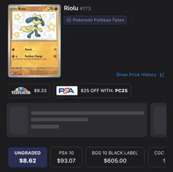 Pokemon Riolu 173/091 SV: Paldean Fates Shiny Rare Holo Basic Card - Image 3
