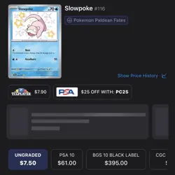 Pokemon Slowpoke 116/091 SV: Paldean Fates Shiny Rare Holo Basic Card - Image 3