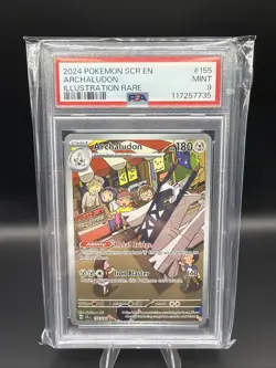 2024 POKEMON SCR EN ARCHALUDON #155 ILLUSTRATION RARE HOLO CARD PSA 9 - Image 1