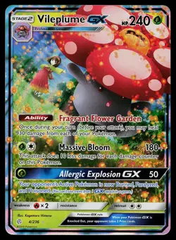 Pokemon Card Cosmic Eclipse Vileplume GX 4/236 Rare GX Holo - Image 1