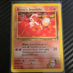 Pokemon Blaine's Growlithe Gym Heroes Regular 62/132 Basic 50 HP Card English - Image 1