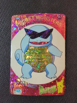 Squirtle Squad Pokemon 1995 Vending Prism Sticker 348 346 Eevee Pikachu NM - Image 1