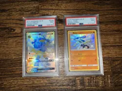 BUNDLE 2019 POKEMON SUN & MOON HIDDEN FATES #SV64 LUCARIO GX & RIOLU PSA 9 - Image 1