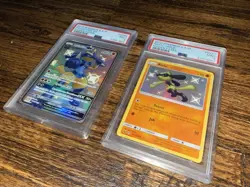 BUNDLE 2019 POKEMON SUN & MOON HIDDEN FATES #SV64 LUCARIO GX & RIOLU PSA 9 - Image 2