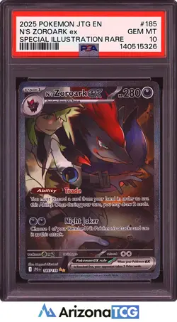 Pokemon 2025 N's Zoroark ex 185 Full Art SIR Journey Together GEM MINT PSA 10 - Image 1
