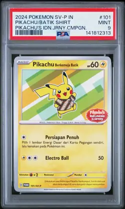 PSA 9 - 2024 POKEMON INDONESIAN SV-P PROMO #101 PIKACHU IN BATIK SHIRT - Image 1