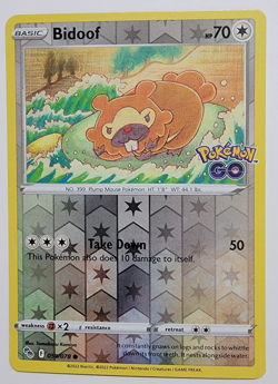 Bidoof 059/078 Reverse Holo Near Mint Pokemon GO Pokemon TCG - Image 1