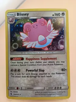 Pokemon TCG Blissey 153/214 SM Lost Thunder Cosmos Holo Rare Promo NM - Image 1