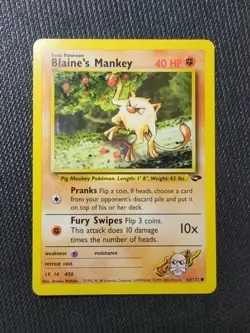 Pokemon TCG Blaine's Mankey Gym Challenge 63 Regular Unlimited Common NM - Image 1