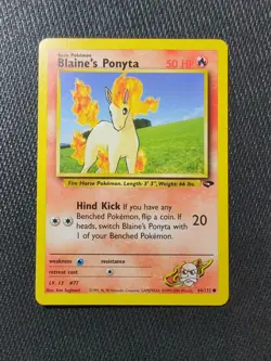 Pokemon TCG Blaine's Ponyta Gym Challenge 64 Unlimited Common - Ken Sugimori NM - Image 1