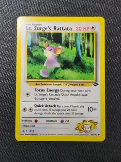 Pokemon TCG Lt. Surge's Rattata Gym Challenge 85 Regular Unlimited Common NM - Image 1