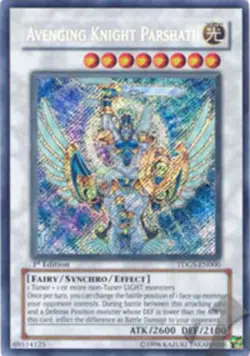 Yugioh! LP Avenging Knight Parshath - TDGS-EN000 - Secret Rare - 1st Edition Lig - Image 1