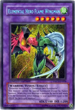 Yugioh! LP Elemental Hero Flame Wingman - EHC1-EN004 - Secret Rare - Limited Edi - Image 1