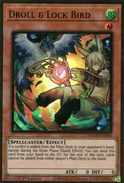 Yugioh! LP Droll & Lock Bird (Alternate Art) - MAGO-EN006 - Premium Gold Rare - - Image 1