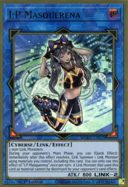 Yugioh! LP I:P Masquerena - MGED-EN035 - Premium Gold Rare - 1st Edition Lightly - Image 1
