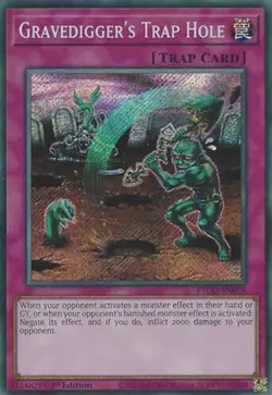 Yugioh! LP Gravedigger's Trap Hole - ETCO-EN078 - Secret Rare - 1st Edition Ligh - Image 1