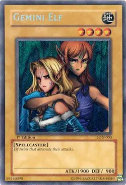 Yugioh! LP Gemini Elf - LON-000 - Secret Rare - 1st Edition Lightly Played, Engl - Image 1
