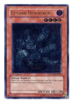 Yugioh! LP Fusion Devourer - STON-EN020 - Ultimate Rare - 1st Edition Lightly Pl - Image 1