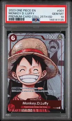 One Piece Monkey D Luffy P-001 25th Anniversary Promo PSA 10 English - Image 1