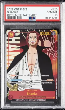 2022 ONE PIECE OP01-ROMANCE DAWN ALTERNATE ART #120 SHANKS PSA 10 - Image 1