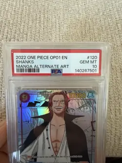 2022 ONE PIECE OP01-ROMANCE DAWN MANGA ALTERNATE ART #120 SHANKS PSA 10 - Image 2