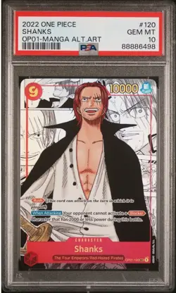 2022 ONE PIECE OP01-ROMANCE DAWN MANGA ALTERNATE ART #120 SHANKS PSA 10 - Image 1